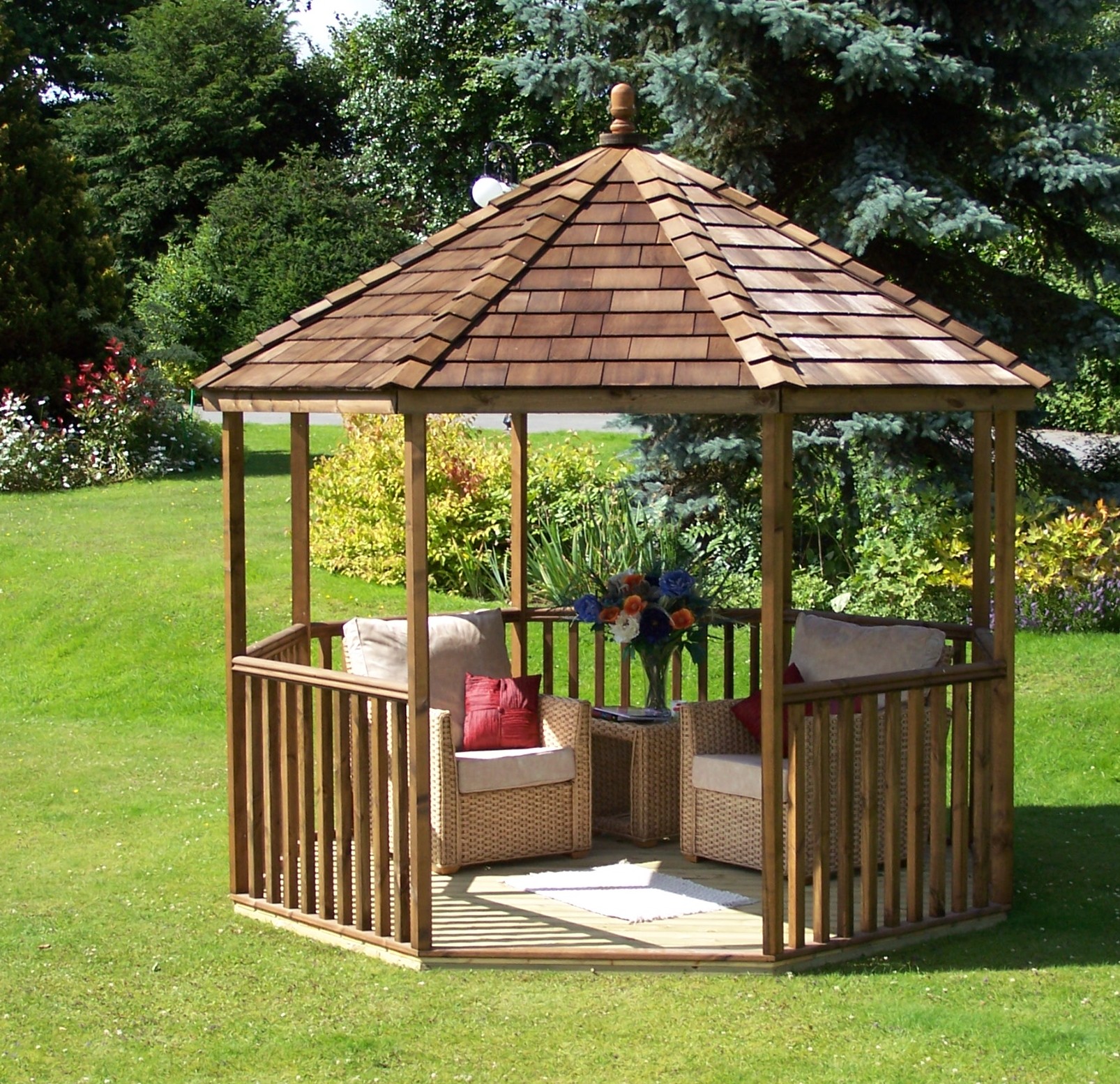 10' x 10' Wentworth summerhouse/gazebo in softwood timber with optional cedar shingle roof