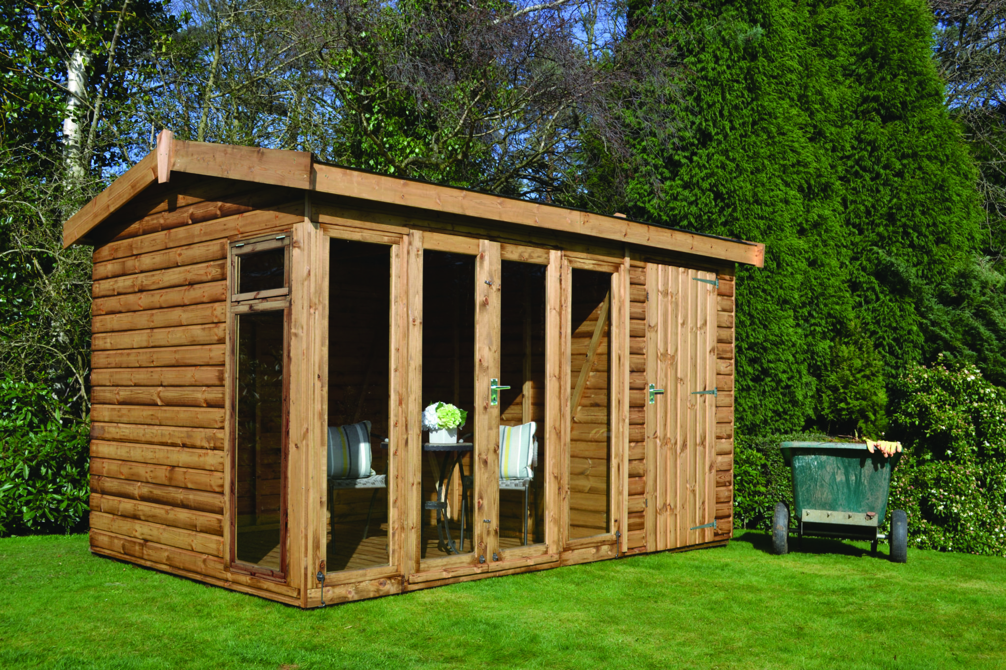 Regency Merano Dual Shed Summerhouse combination 12' x 8' with optional black felt tiles