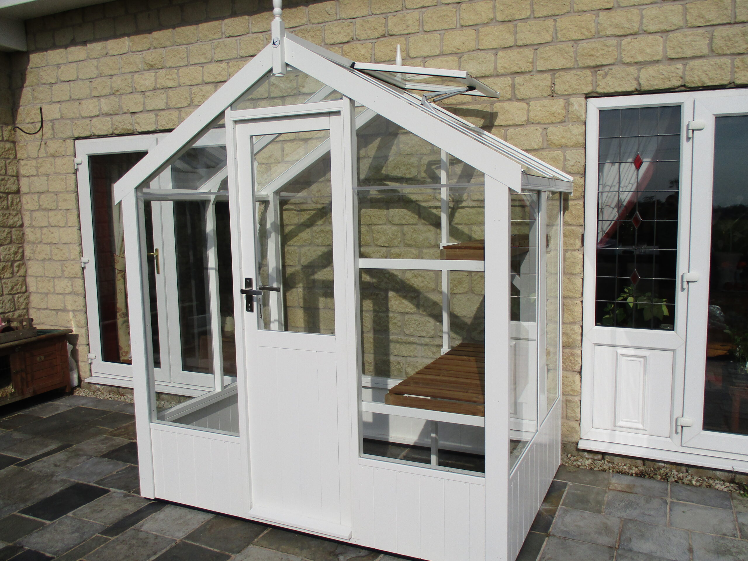 Swallow-Kingfisher-greenhouse-6'8-x-4'3-painted-in-Lilly-White