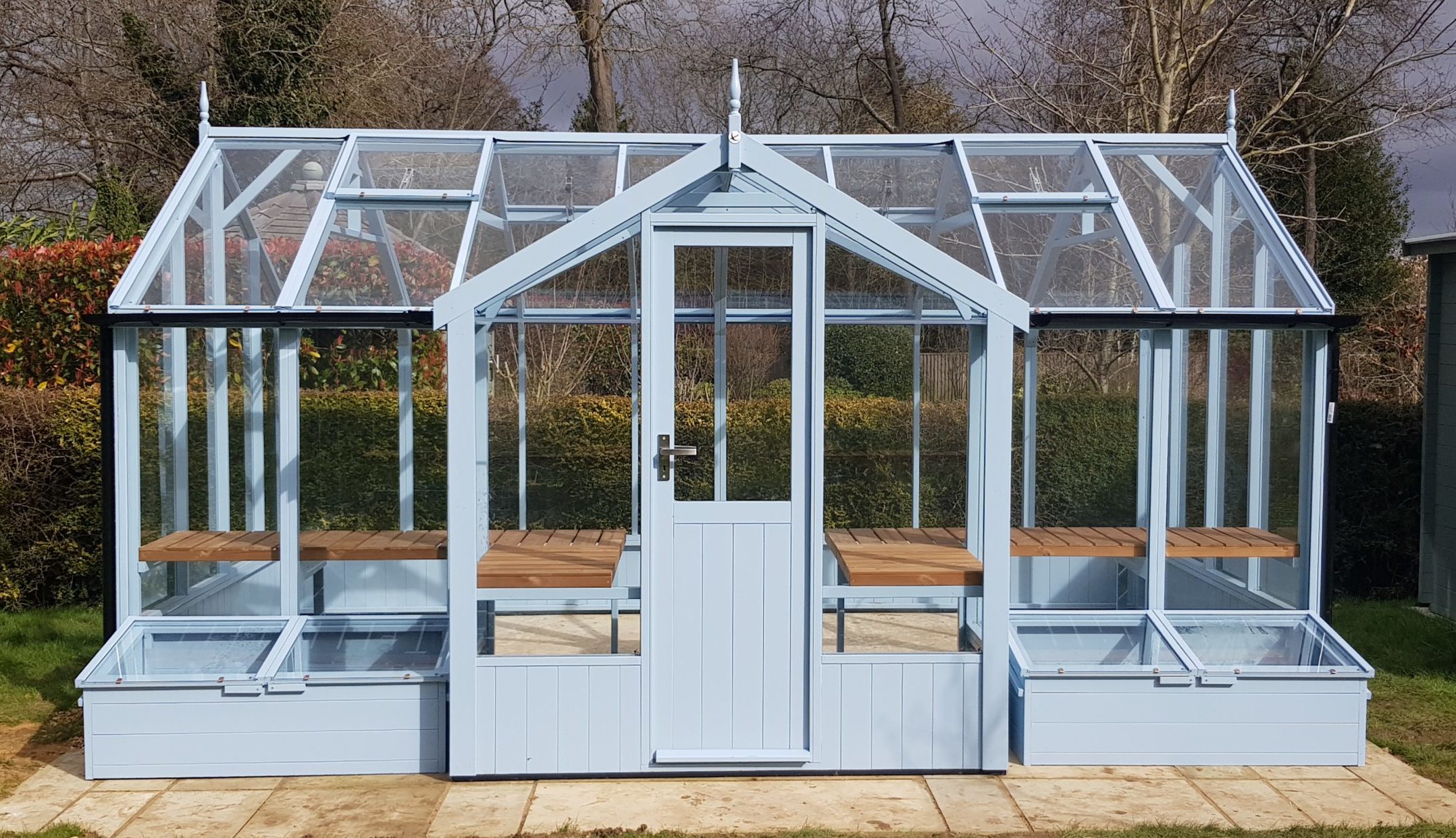 Swallow Mallard 8'9 x 15'9 greenhouse painted Robins Egg Blue