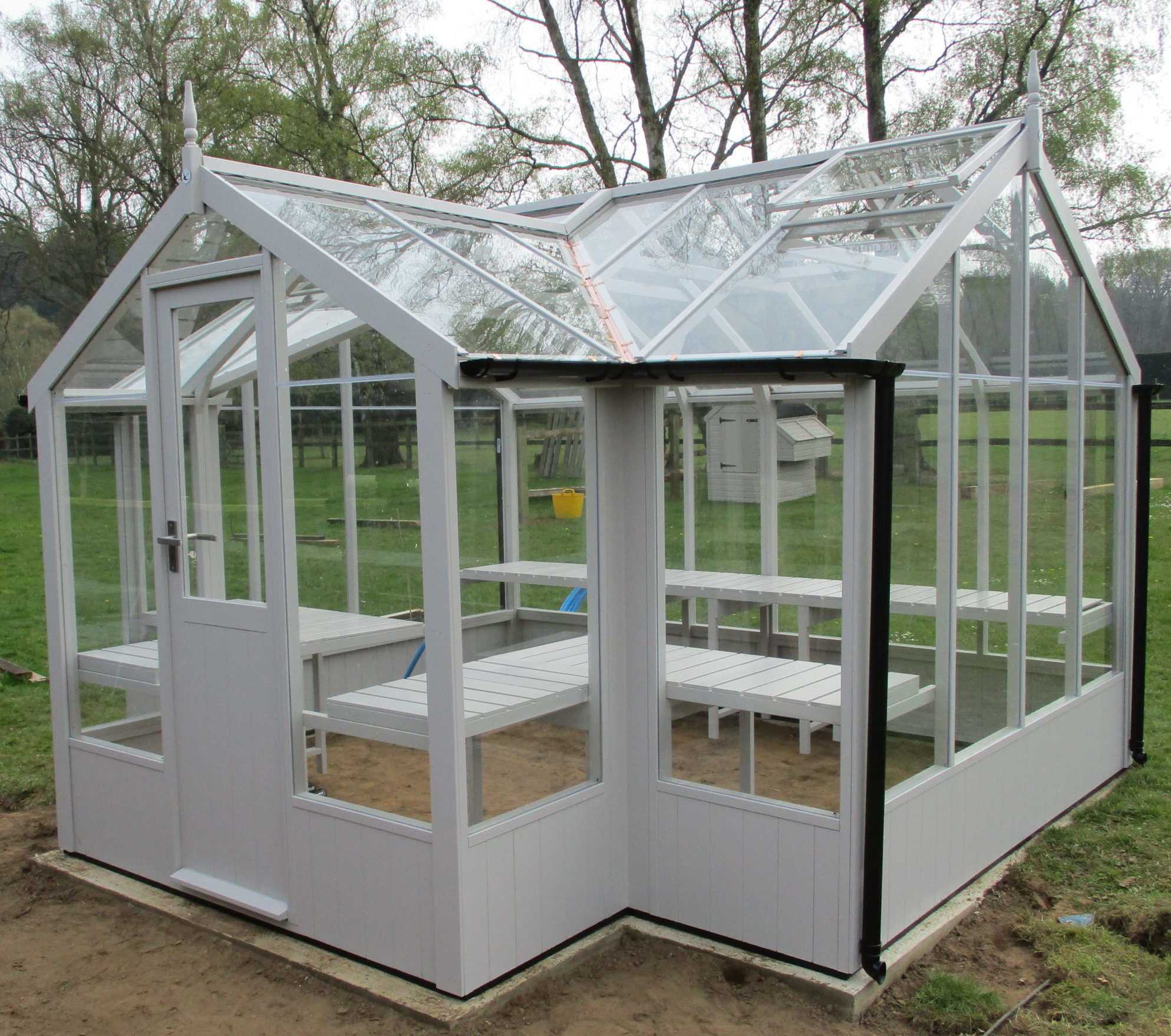 Swallow Mallard 8'9 x 11'5 greenhouse painted Purbeck stone