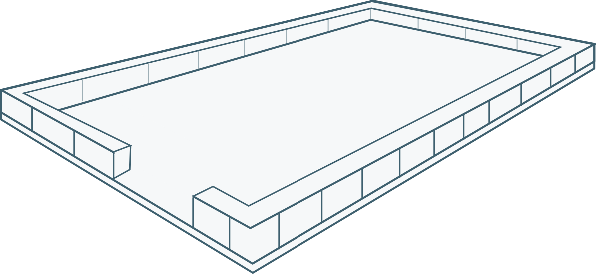   Single brick course base around greenhouse 